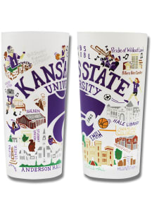 K-State Wildcats 15oz Hand Illustrated Frosted Pint Glass - White