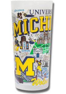 Michigan Wolverines 15oz Hand Illustrated Frosted Pint Glass - White