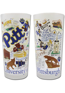 Pitt Panthers 15oz Hand Illustrated Frosted Pint Glass - White