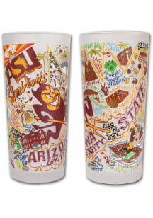 Arizona State Sun Devils 15oz Hand Illustrated Frosted Pint Glass - White
