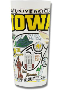 Iowa Hawkeyes 15oz Hand Illustrated Frosted Pint Glass - Black