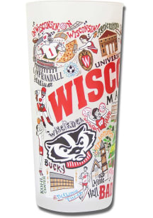 Wisconsin Badgers 15oz Hand Illustrated Frosted Pint Glass - White