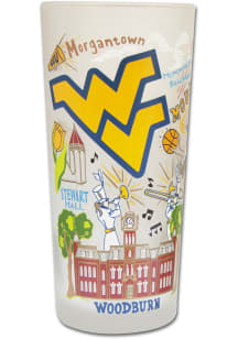 West Virginia Mountaineers 15oz Hand Illustrated Frosted Pint Glass - White