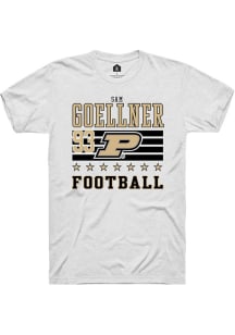 Sam Goellner Purdue Boilermakers White Football NIL Striped Short Sleeve Player T Shirt