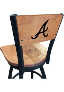 Atlanta Braves Wood Seat Maple Back Swivel Pub Stool - Brown