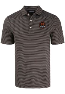 Cutter and Buck Houston Dynamo Mens Black Forge Eco Fine Line Short Sleeve Polo