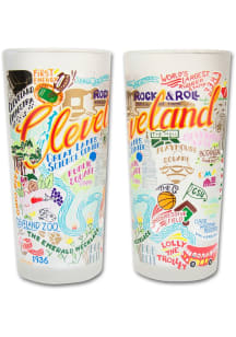 Cleveland Illustrated Frosted Pint Glass - White