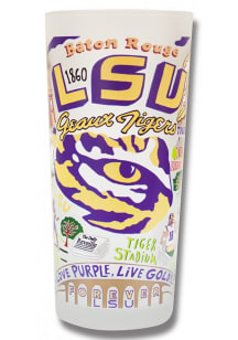 LSU Tigers 15oz Hand Illustrated Frosted Pint Glass - White