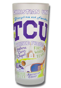TCU Horned Frogs 15oz Hand Illustrated Frosted Pint Glass - White