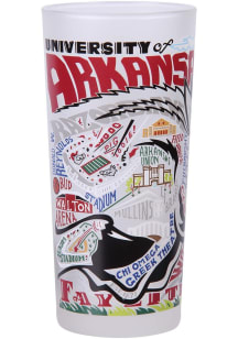 Arkansas Razorbacks 15oz Hand Illustrated Frosted Pint Glass - White