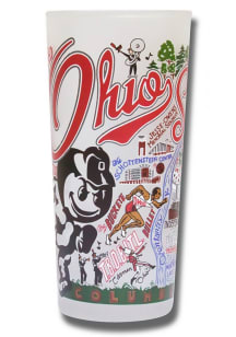 Ohio State Buckeyes 15oz Hand Illustrated Frosted Pint Glass - White