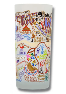 Dallas Ft Worth Illustrated Frosted Pint Glass - White