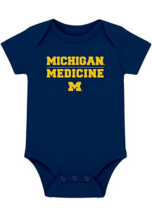 Michigan Wolverines Baby Navy Blue Medical School Short Sleeve One Piece