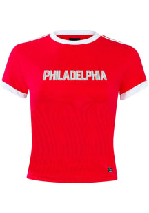 Hype and Vice Philadelphia Womens Red Baby Tee Short Sleeve T-Shirt
