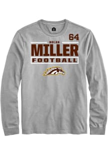 Nolan Miller Western Michigan Broncos Grey Football NIL Stacked Box Long Sleeve Player T Shirt