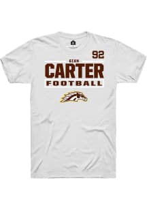 Gian Carter Western Michigan Broncos White Football NIL Stacked Box Short Sleeve Player T Shirt