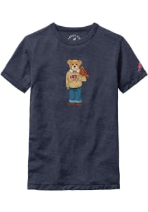 Harvard Crimson Youth Navy Blue Bear With Flag Short Sleeve Fashion T-Shirt