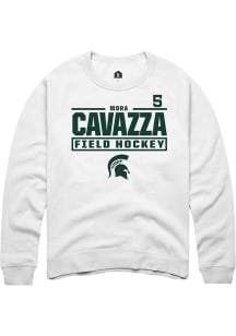 Mora Cavazza Michigan State Spartans Mens White NIL Stacked Box Player Crew