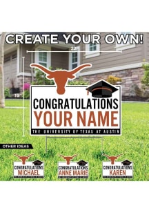 Texas Longhorns Personalized Congratulations Grad Yard Sign - White