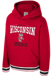 Colosseum Wisconsin Badgers Youth Red George Long Sleeve Hoodie