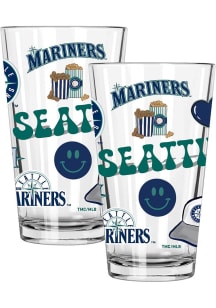 Seattle Mariners Loco 2 Pack 16oz Pint Glass - White