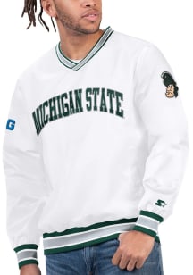 Starter Michigan State Spartans Mens White Big Ten Arched School Name Pullover Jackets