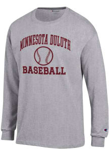Champion UMD Bulldogs Grey Baseball Jersey Long Sleeve T Shirt