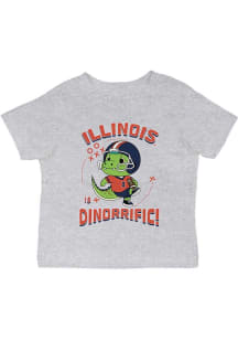 Vive La Fete Illinois Fighting Illini Infant Dino-Riffic Short Sleeve T-Shirt Grey