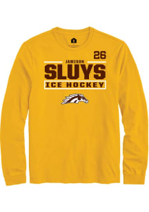 Jamison Sluys Western Michigan Broncos Gold NIL Stacked Box Long Sleeve Player T Shirt