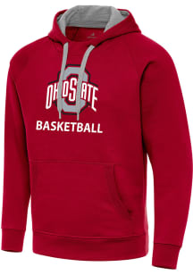 Antigua Ohio State Buckeyes Mens Red Basketball Victory Long Sleeve Hoodie