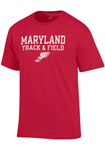 Champion Maryland Terrapins Red Mens Track and Field Short Sleeve T Shirt