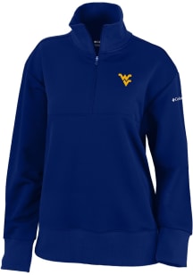 Columbia West Virginia Mountaineers Womens Navy Blue Heat Seal Omni Wick Birchwood Hills Qtr Zip