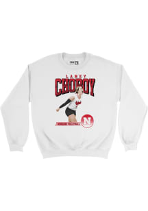 Laney Choboy  Campus Ink Nebraska Cornhuskers Youth White Illustrated Crew Long Sleeve Crew Sweats..