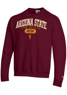 Champion Arizona State Sun Devils Mens Maroon Pill Box Mom Powerblend Long Sleeve Crew Sweatshirt