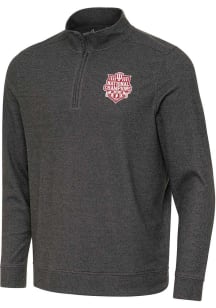 Antigua Indiana Hoosiers Mens Black 2025 CFP National Champions Subtle Long Sleeve Qtr Zip Pullove..