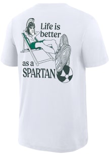 Nike Michigan State Spartans White Cotton Slub Crew Short Sleeve Fashion T Shirt