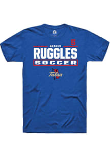 gracen ruggles  Tulsa Golden Hurricane Blue Rally NIL Stacked Box Short Sleeve T Shirt