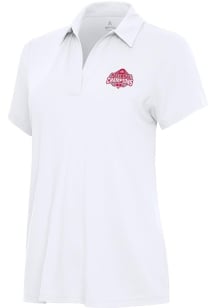 Antigua Ohio State Buckeyes Womens White 2024 Football National Champions Era Short Sleeve Polo Sh..