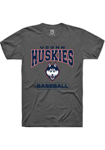Summit Sportswear UConn Huskies Grey Baseball Short Sleeve T Shirt
