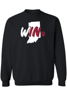 Indiana Hoosiers Mens Black Win State Outline Long Sleeve Crew Sweatshirt