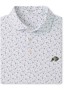 Peter Millar Colorado Buffaloes Mens Grey Kick Off Short Sleeve Fashion Polo