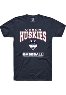 Summit Sportswear UConn Huskies Navy Blue Baseball Short Sleeve T Shirt