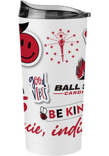 Logo Brands Ball State Cardinals All Team PC SS Tumbler Stainless Steel Tumbler - White