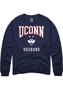 Summit Sportswear UConn Huskies Mens Navy Blue Husband Long Sleeve Crew Sweatshirt