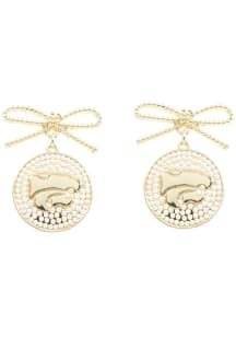K-State Wildcats Logo Pearl Bow Womens Earrings