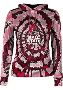 ProSphere Ball State Cardinals Womens Red Tie Dye Hooded Sweatshirt