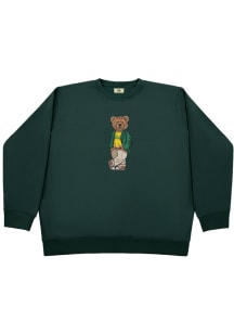 Crew Dog George Mason University Mens Green Teddy Bear Crew Long Sleeve Fashion Sweatshirt