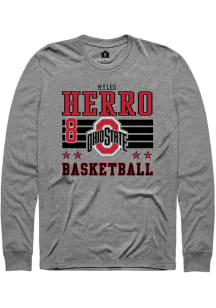 Myles Herro Ohio State Buckeyes Grey NIL Striped Long Sleeve Player T Shirt