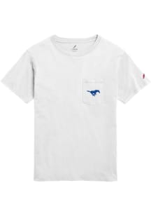 SMU Mustangs White All American Pocket Double Hit Short Sleeve T Shirt