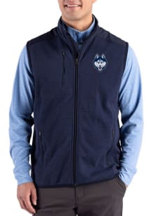 Cutter and Buck UConn Huskies Mens Navy Blue Hunts Point Eco Sleeveless Jacket